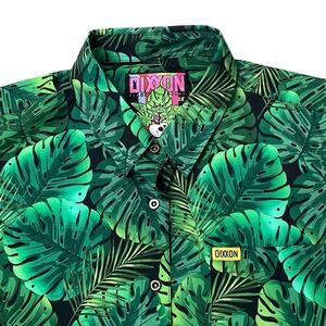 Dixxon Flannel Co. Men's 2X Monster Mash Short Sleeve Button Up Tropical AOP